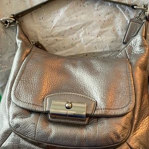 Silver Leather Coach Bag